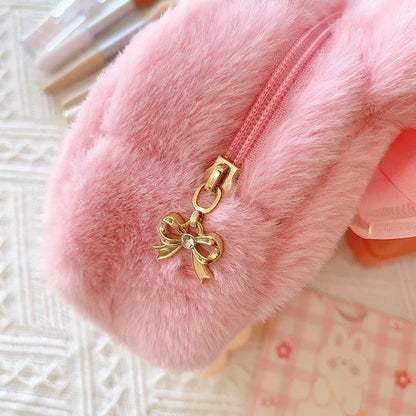 Sanrio My Melody Cosmetic Bag Lovely Plush Bag Handbag Large Capacity Coin Purse Cosmetic Storage Bag Messenger Bag Gifts Girl