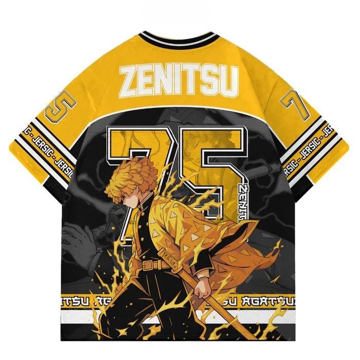 Demon Slayer Zenitsu Agatsuma Anime Series Number 75 Jersey Oversize Kpop Baseball Hockey Outfit T-shirt Daily Unisex Tops Tees