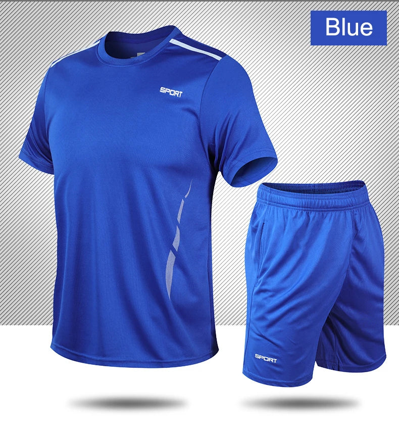 Chrlck Men’s Quick Drying Breathable Running and Outdoor Sports Set – T-Shirt Shorts with Soft Elasticity for Hiking