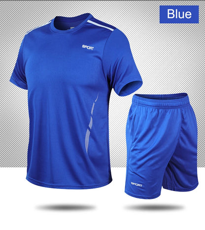 Chrlck Men’s Quick Drying Breathable Running and Outdoor Sports Set – T-Shirt Shorts with Soft Elasticity for Hiking