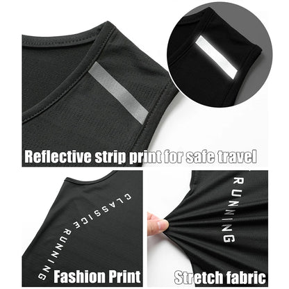 Chrlck Men’s Quick Drying Running Vest Breathable Mesh Sleeveless Gym Fitness Tank Top