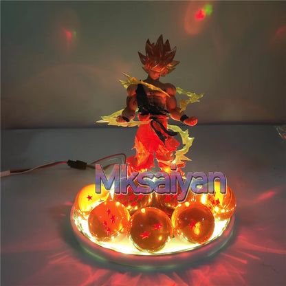 Anime Figures Lampara Dragon Ball Z Son Goku Action Figures Super Saiyan Toys Crystal Balls Remote Control PVC DBZ Kids Gift