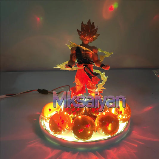 Anime Figures Lampara Dragon Ball Z Son Goku Action Figures Super Saiyan Toys Crystal Balls Remote Control PVC DBZ Kids Gift