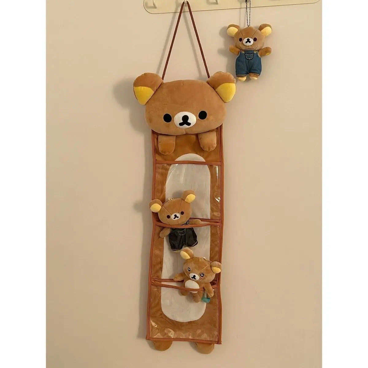 Kawaii Rilakkumas Wall Hanging Storage Bag Cartoon Rilakkumas Bear Door Hanging Bag Large Capacity Sundries Storage Bag Gifts