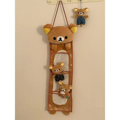 Kawaii Rilakkumas Wall Hanging Storage Bag Cartoon Rilakkumas Bear Door Hanging Bag Large Capacity Sundries Storage Bag Gifts