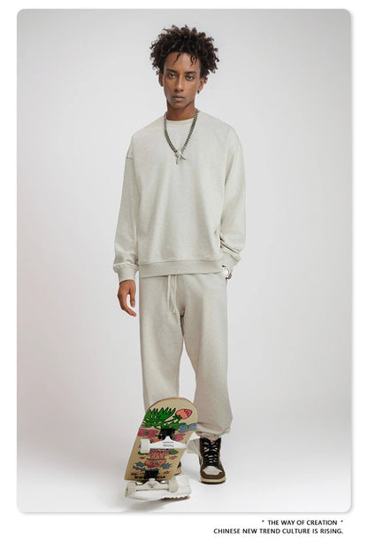 ZODF Fashion Autumn Men Solid 360gsm Sweatshirt Unisex Solid Loose Sport O Neck Pullovers Brand Clothes HY0938