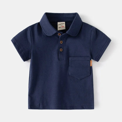 Children's Polo Shirts for Baby Boy Clothes 6 to 9 12 18 24 Months Blue Toddler Kids Tshirt Turn Down Collar Polos with Pocket
