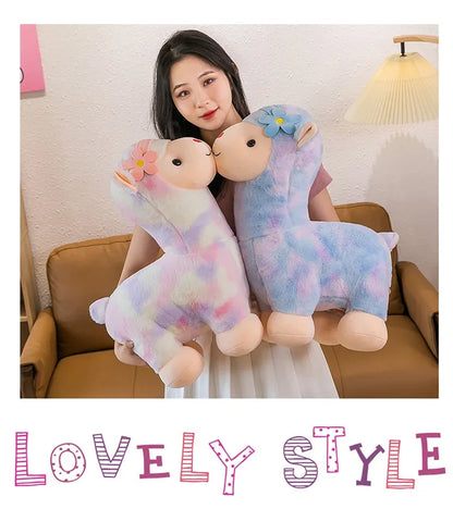35-45cm Kawaii Fantastic Rainbow Colorful Plush Alpaca Stuffed Animals Doll Decoration Birthday Gifts Soft Pillow Children Gift