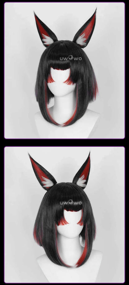 UWOWO Ahri Wig Game League of Legends/LOL: Ahri After Hours Mythic Variant Cosplay Wig With Ears ShortBlack Wig Halloween Wig