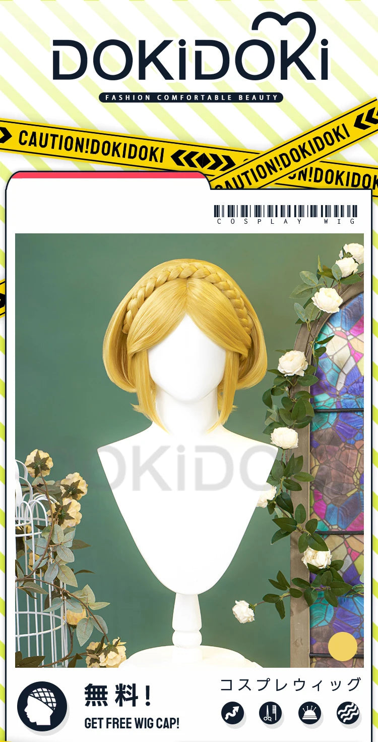 IN STOCK Princess Wig Game Cosplay DokiDoki Wig Women Cartoon Long Short Yellow Linkk Princess Cosplay Hair Free Cap Wig