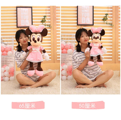 Disney 110cm Kawaii Mickey & Minnie Plush Pillow Set - Wedding Dress Stuffed Animals Soft Hugging Toy for Girls Gift Room Decor