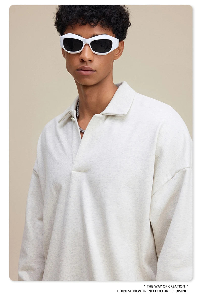 ZODF Casual 2025 Autumn 445gsm Sweatshirt For Man Unisex Turn Down Collar Solid Fleece Pullovers Winter Coats HY1111