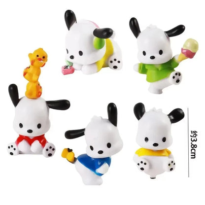 Hot 5Pcs Sanrio Anime Figure3-4cm Kawaii Pochacco Melody Model Accessories Children's Toys Gift Action Figures Pvc Gift Doll