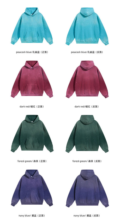 ZODF Trendy Men Washed 360gsm Fleece Hoodies Unisex Oversized Warm Paint Distressed Hooded Pullovers Winter Coat HY0947