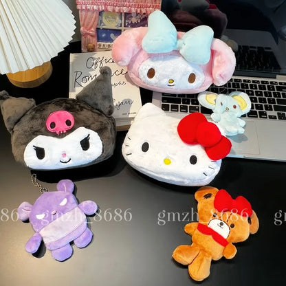 Cartoon Anime Bag Pencil Case and Coin Purse Kuromi My Melody KT Cat Plush Bag Anime Bag Cosmetic Bag Birthday Gifts Girl Women