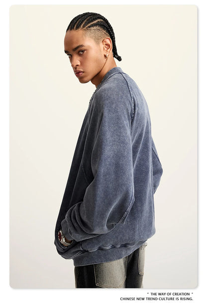 ZODF New Winter Washed Double Zipper Jackets For Men Unisex Loose Heavy Weight 450gsm Raglan Sleeve Cotton Coats HY0654