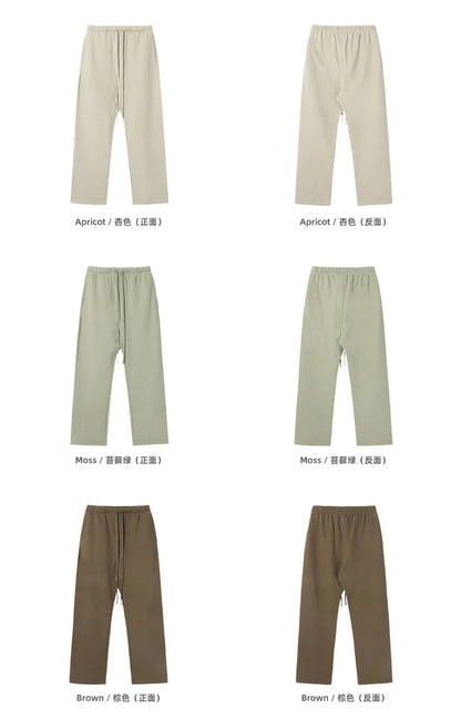 ZODF Fashion 2024 Men Loose Straight Pants Unisex 365gsm Retro Comfortable Sport Solid Drawstring Trousers HY0588