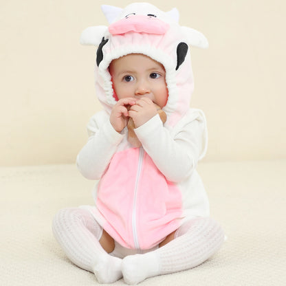 Baby Boy Romper 0 to 3 6 9 12 18 24 Months One Piece Hooded Baby Fall Outfit Newborn Girl Clothes Funny Yellow Jumpsuit Pajamas