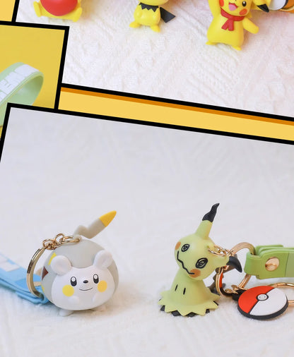 Genuine Pokemon Keychain Pikachu Eevee Pichu Mimikyu Togedemaru PVC Anime Action Figure Kids Toy Keyring Pendant Birthday Gift