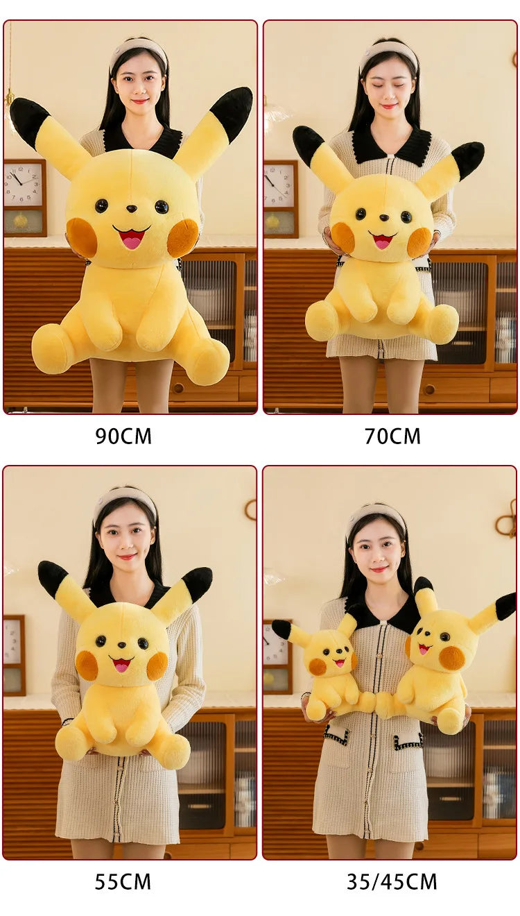 35-70CM Big Size Sitting Pikachu Plush Pokemon Cartoon Anime Peluche Kawaii Ornament Stuffed Animal Children's Toys Gifts