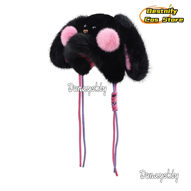 Bestnify Cos Fluffy Blusher Rabbit Plush Hat 54-58CM Polyester - A2 / China Mainland