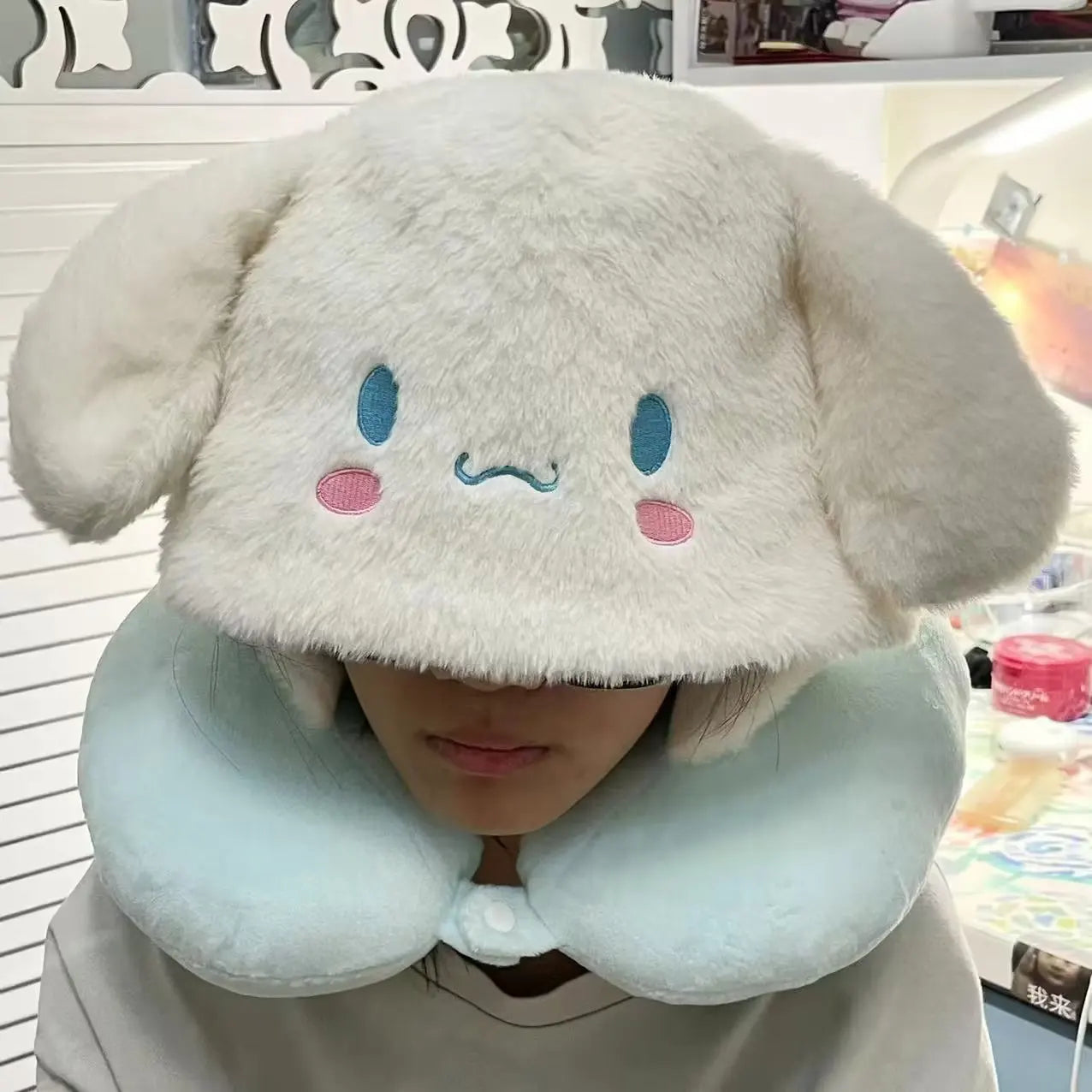 Japanese Anime Kuromi My Melody Hooded U Pillow Soft Pom Pom Purin Pochacco Plush Pillow Animal Cushion Gifts For Girl