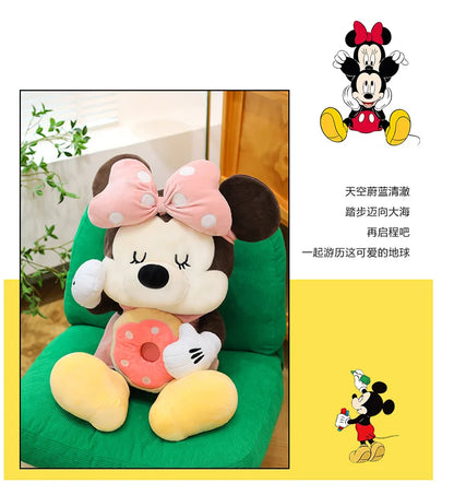 Large Size 80cm New Minnie Mickey Mouse Couples Doughnut Kawaii Movies Stuffed Plush Toy Doll Birthday Girlfriend Girl Xmas Gift