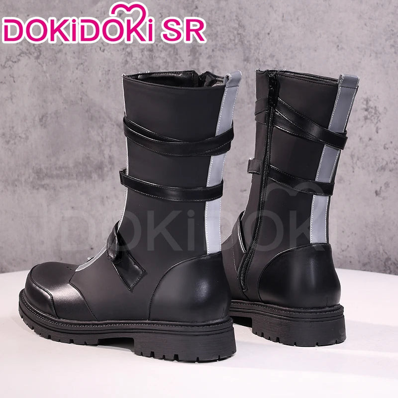 IN STOCK Rover Qiuyuan Cosplay Shoes Game Wuthering Waves DokiDoki-SR Black Leather Shoes Rover Cosplay Men Christmas Long Boots