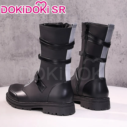 IN STOCK Rover Qiuyuan Cosplay Shoes Game Wuthering Waves DokiDoki-SR Black Leather Shoes Rover Cosplay Men Christmas Long Boots