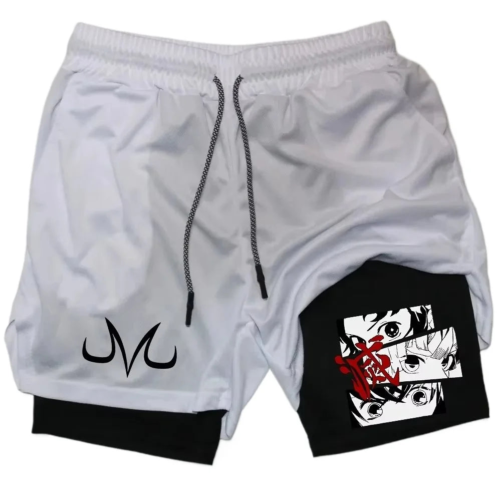 Demon Slayer Gym Shorts Man Women Double-Layer Mesh Breathable Sports Shorts new Summer Y2k Casual fitness Quick-drying Pants