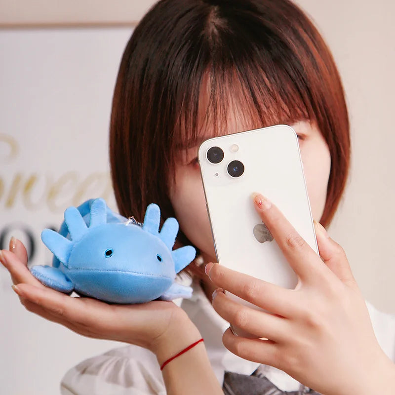 22cm Small Axolotl Plush Keychain Mini Cute Salamander Soft Toy Stuffed Animal Newt Kawaii Bag Pendant Decoration