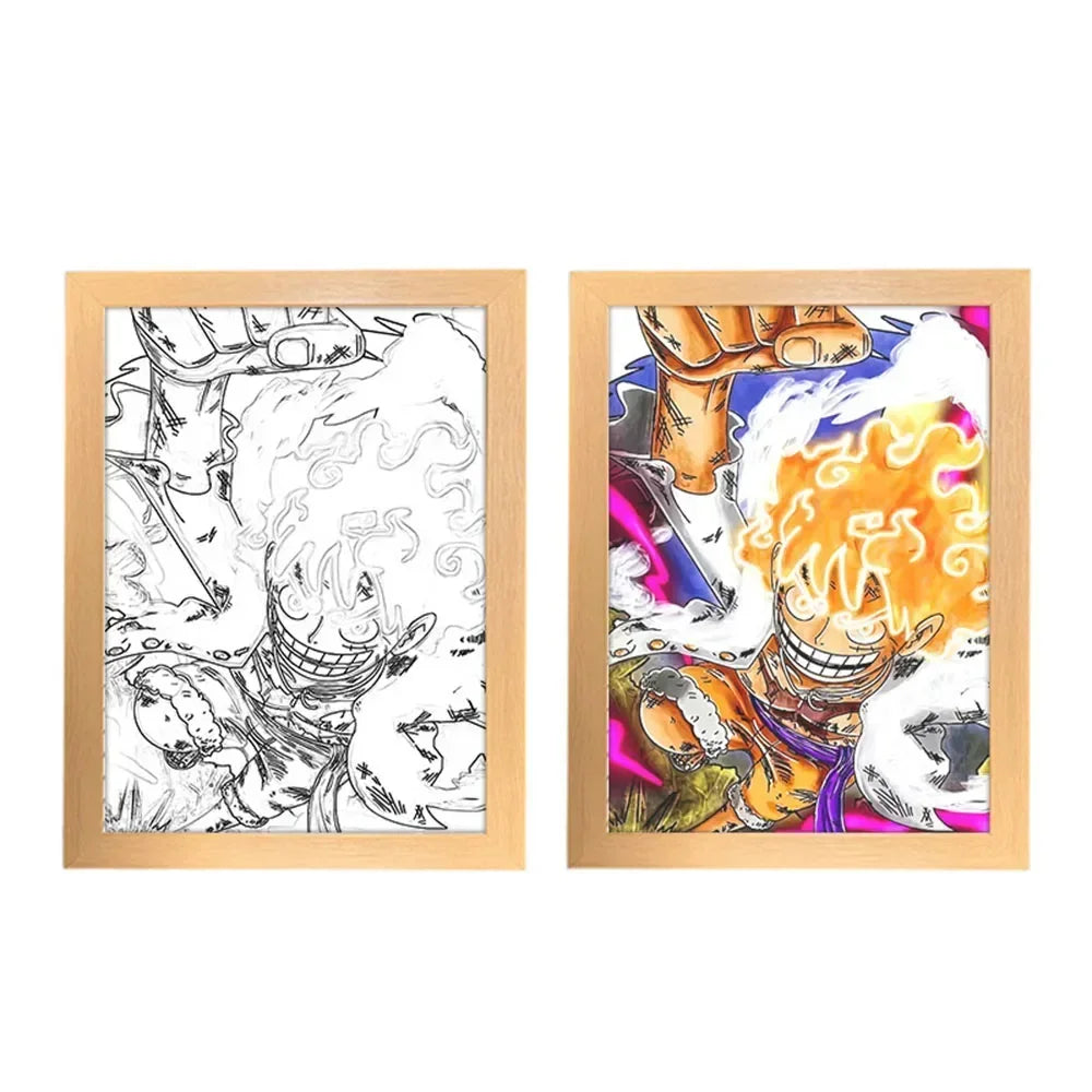 One Piece Creative Photo Frame Night Light Toy Anime Character Luffy Zoro Night Light Bedside Decoration Painting Christmas Gift