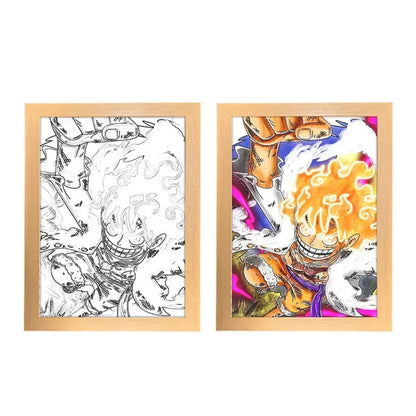 One Piece Creative Photo Frame Night Light Toy Anime Character Luffy Zoro Night Light Bedside Decoration Painting Christmas Gift