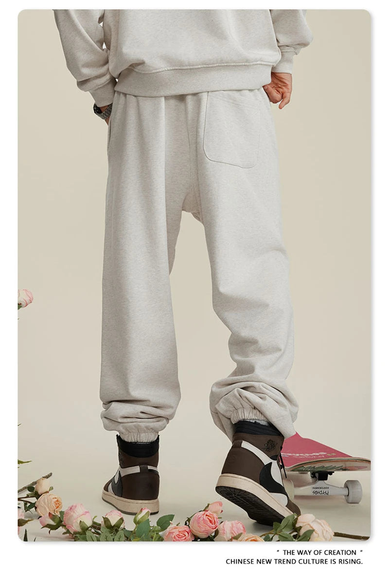 ZODF New Men Heavy Weight 440gsm Solid Sweatpants Unisex Loose Basic Casual Comfortable Sport Pants Joggers Streetwears HY0628