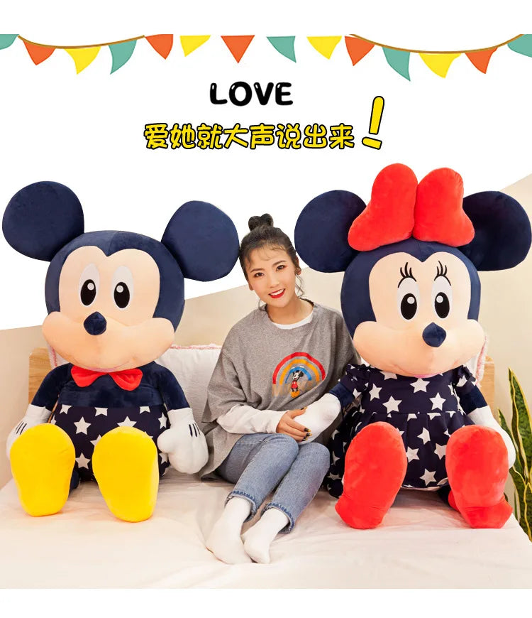 Disney 95cm Plush Star Mickey Minnie Toy Large Couple Mickey Mouse Pillow Kids Stuffed Doll Birthday Xmas Gift for Children