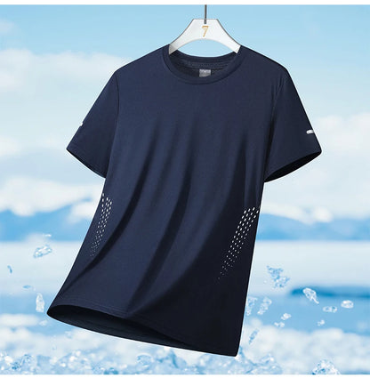 Chrlck Men’s Quick Drying Breathable Running T-Shirt Soft Elastic Outdoor Sports Shirt Summer