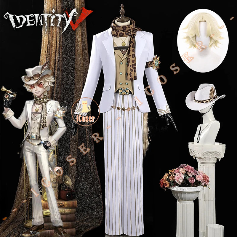 Identity V Prospector Cosplay Costume Wig Norton Campbell Uniform Hat Glasses Gambler in The Spotlight Halloween Women Men Props