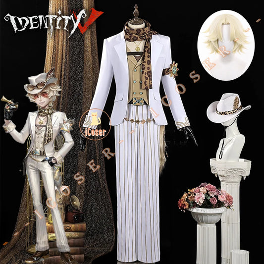 Identity V Prospector Cosplay Costume Wig Norton Campbell Uniform Hat Glasses Gambler in The Spotlight Halloween Women Men Props