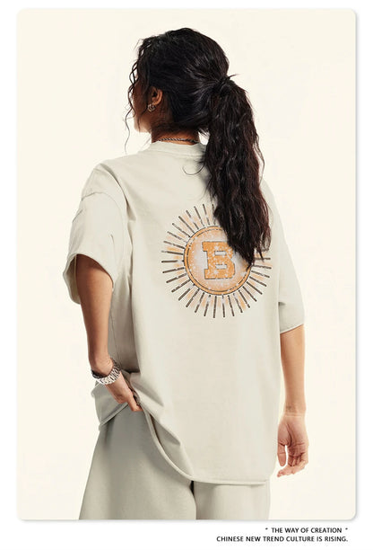 ZODF 2024 Summer 310GSM Cotton T-Shirts For Men Unisex Washed Comfortable High Street Printing T Shirt Tees HY0463