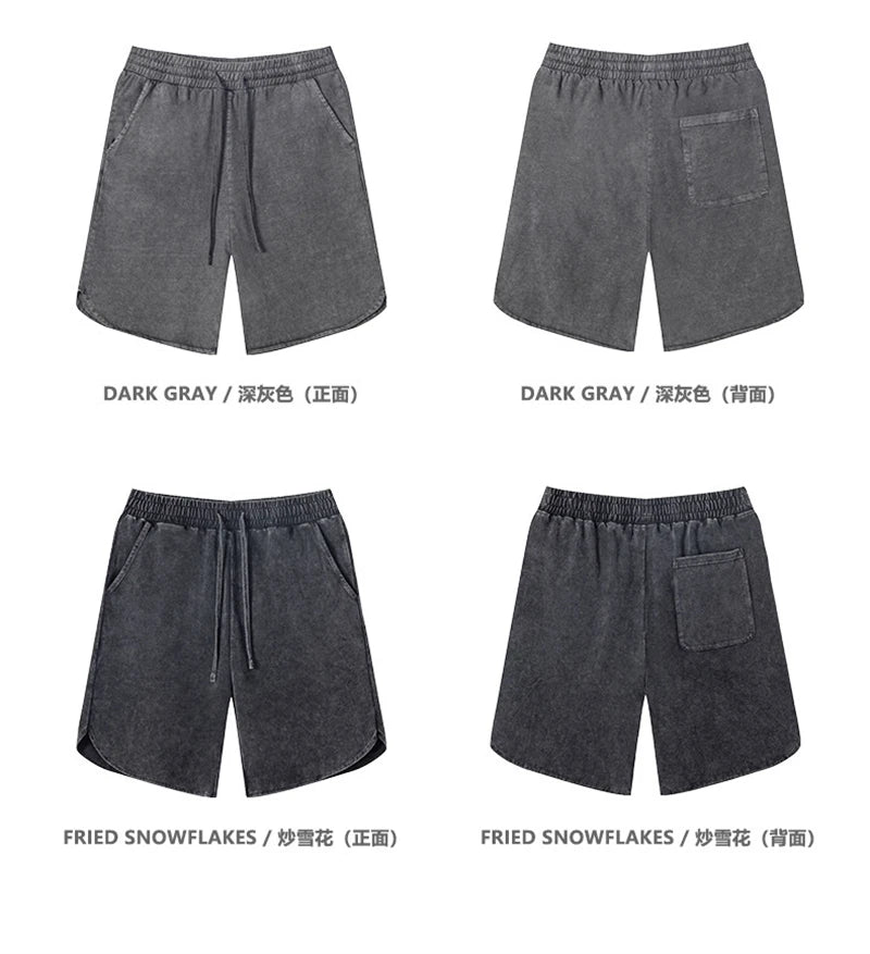 ZODF New 2024 Men Washed Plush Cotton Shorts Unisex Couple Loose 358gsm Distressed Comfortable Short Pants Streetwears HY0807