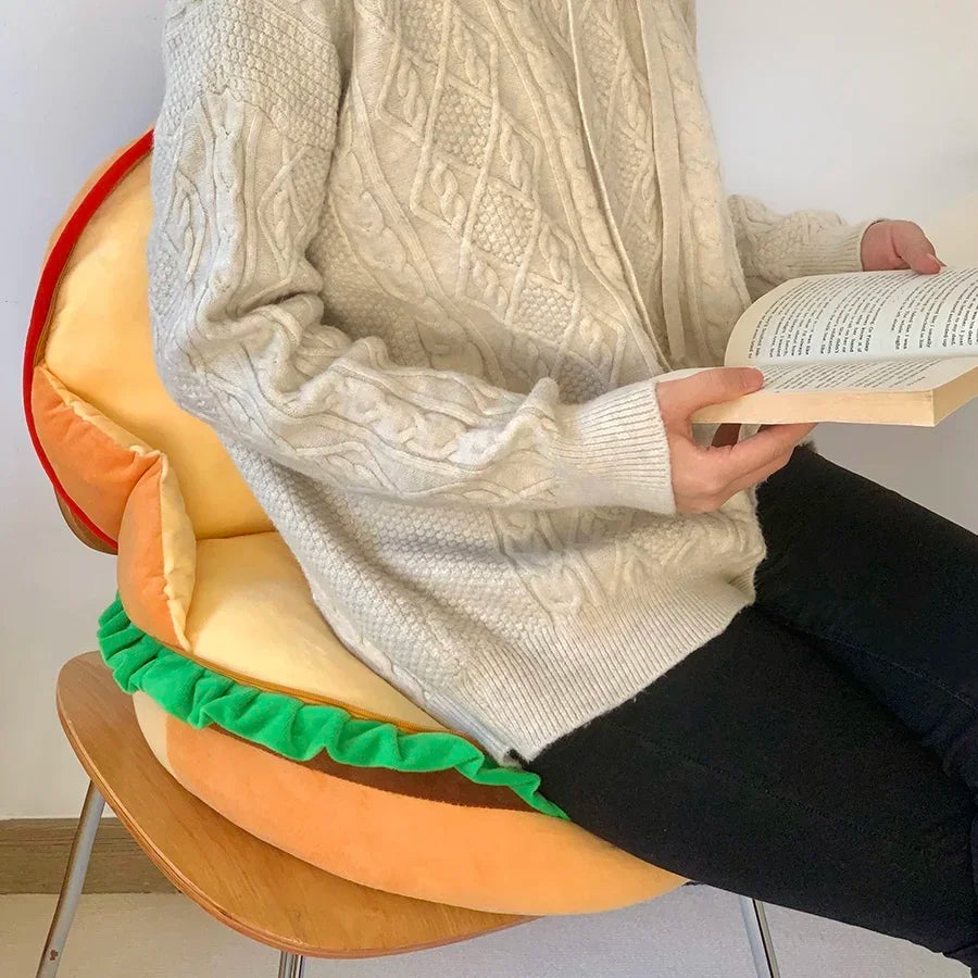 Comfortable Hamburger Seat Cushion Chair Sofa Back Cushion Thickened Sitting Cushion Floor Throw Pillow Room Decor Non-slip