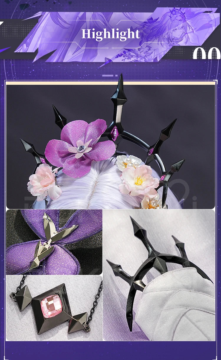 IN STOCK Castorice Cosplay Costume Game Honkai: Star Rail 【S-2XL】DokiDoki-SR HSR Castorice Purple Dress Halloween Costume