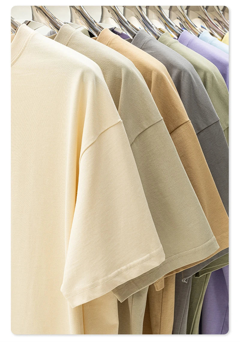 ZODF New 2025 Spring Summer 235gsm Solid Cotton T-Shirts For Men Women Unisex Loose Basic T Shirt Tees Brand Tops HY0970