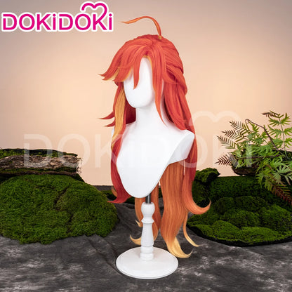 Mavuika Wig Game Genshin Impact DokiDoki Pyro Archon Women Long 110cm Luminous Wig Natlan Mavuika Glasses Ear Clips