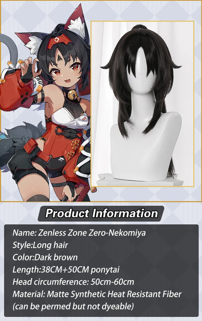 UWOWO Nekomiya Mana Wig Game Zenless Zone Zero Cosplay/ZZZ Cosplay Nekomiya Mana  Cosplay Wig Long Hair Black Hair