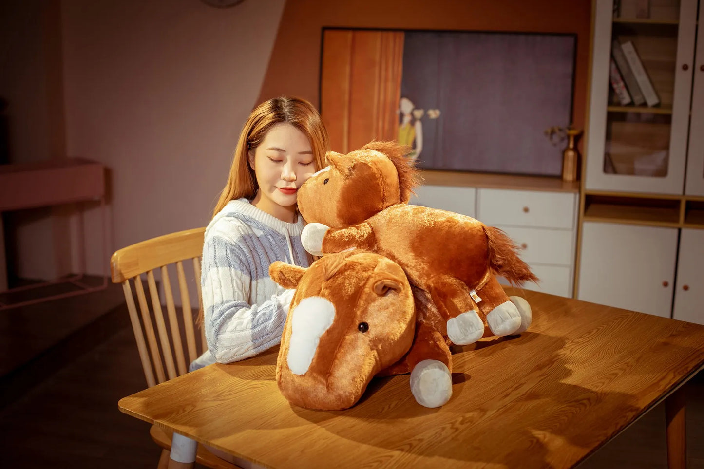 1 piece 55/70cm Soft BIg Round Head Horse Plush Toy Stuffed Pure White Horse Throw Pillow Stuffed Likelike Animals For Boy Gift