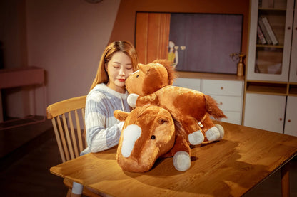 1 piece 55/70cm Soft BIg Round Head Horse Plush Toy Stuffed Pure White Horse Throw Pillow Stuffed Likelike Animals For Boy Gift