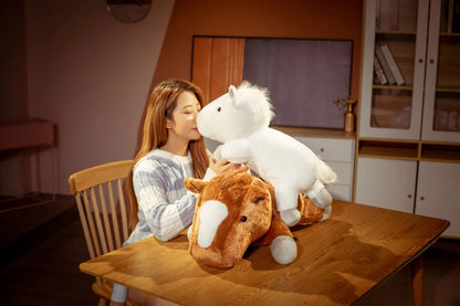 1 piece 55/70cm Soft BIg Round Head Horse Plush Toy Stuffed Pure White Horse Throw Pillow Stuffed Likelike Animals For Boy Gift