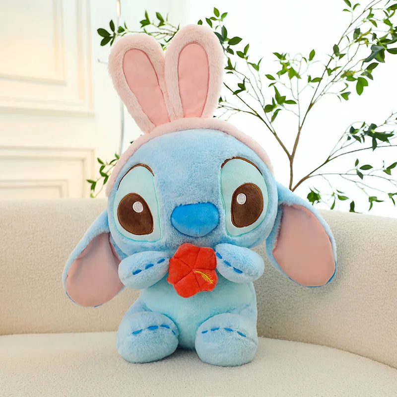 40/56/76cm Big Size Disney Stitch Angel Transformed Into A Rabbit Anime Plush Stuffed Doll Room Plushies Pillow Ornaments Gifts