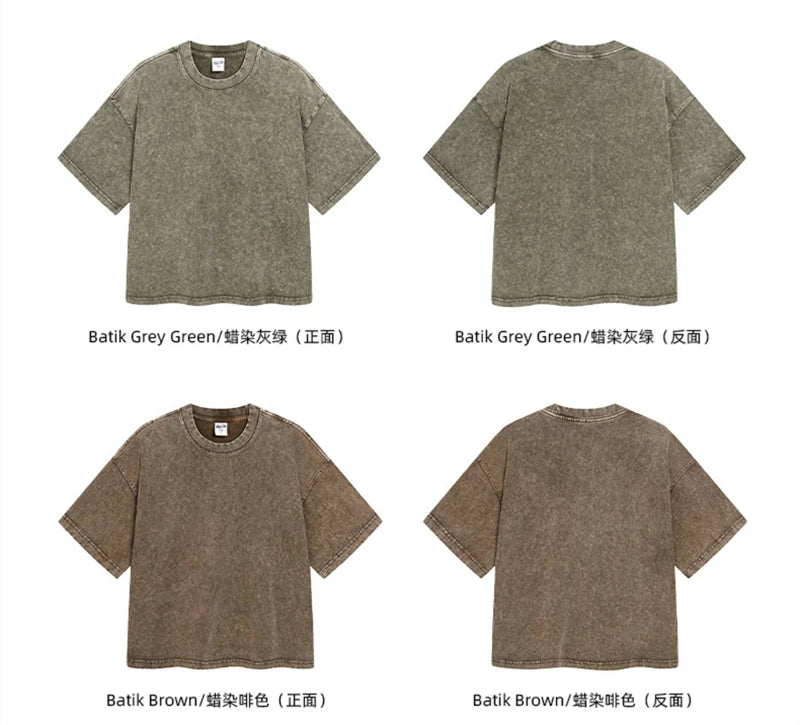 ZODF New Hip Hop Washed Cotton Boxy T-Shirts For Men Unisex Retro Loose Fit Basic Short Version T Shirt Brand Tops HY1076